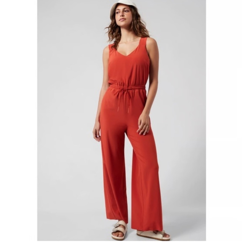 Athleta Savannah Orange Sleeveless Jumpsuit Size 4